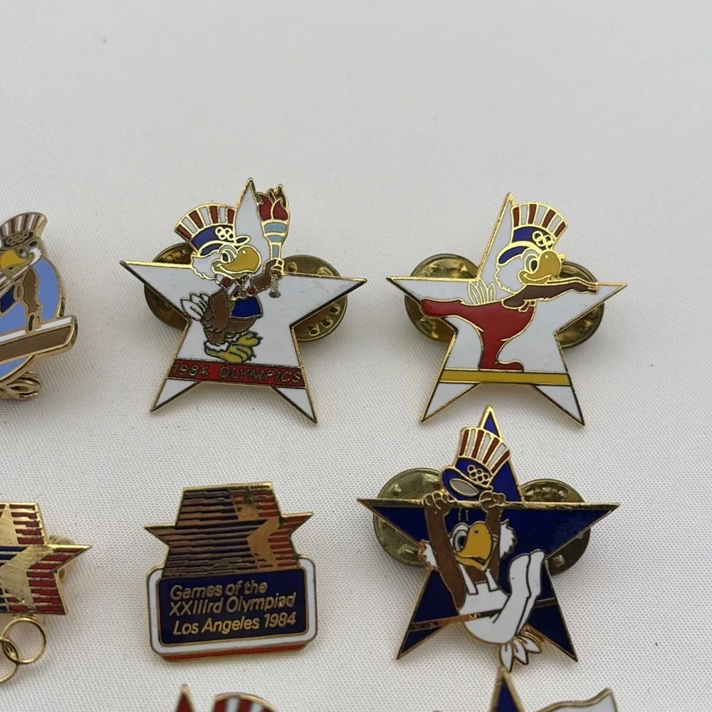 Lot Of 10 1984 Los Angeles‎ Olympics Sam The Eagle Mascot Logo Lapel Hat Pins S1